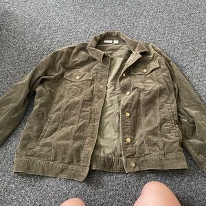 Green denim jacket